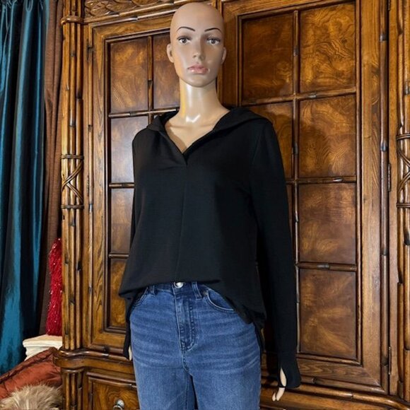 NWOT Cuddl Duds Comfortwear Black Fleece Lined Thumbhole Hoodie - Picture 5 of 14